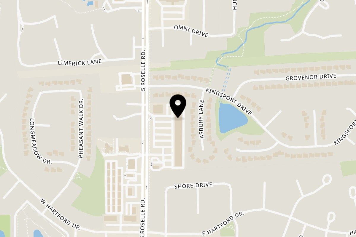 Map showing the location of Ali Baba Kabab on 869 S Roselle Rd in Schaumburg